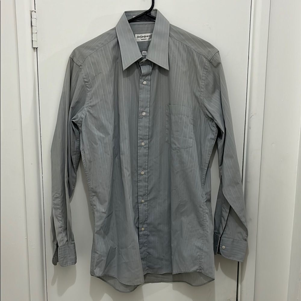 Yves Saint Laurent Men's Gray Striped Shirt